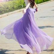 17 Colors Double Silk Chiffon Long Skirt / Summer Skirt/ Maxi Dress/ Bridesmaid Dress